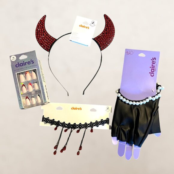 Claire's Other - Halloween Devilishly Sexy Accessories (Horns, Nails, Necklace & Gloves)